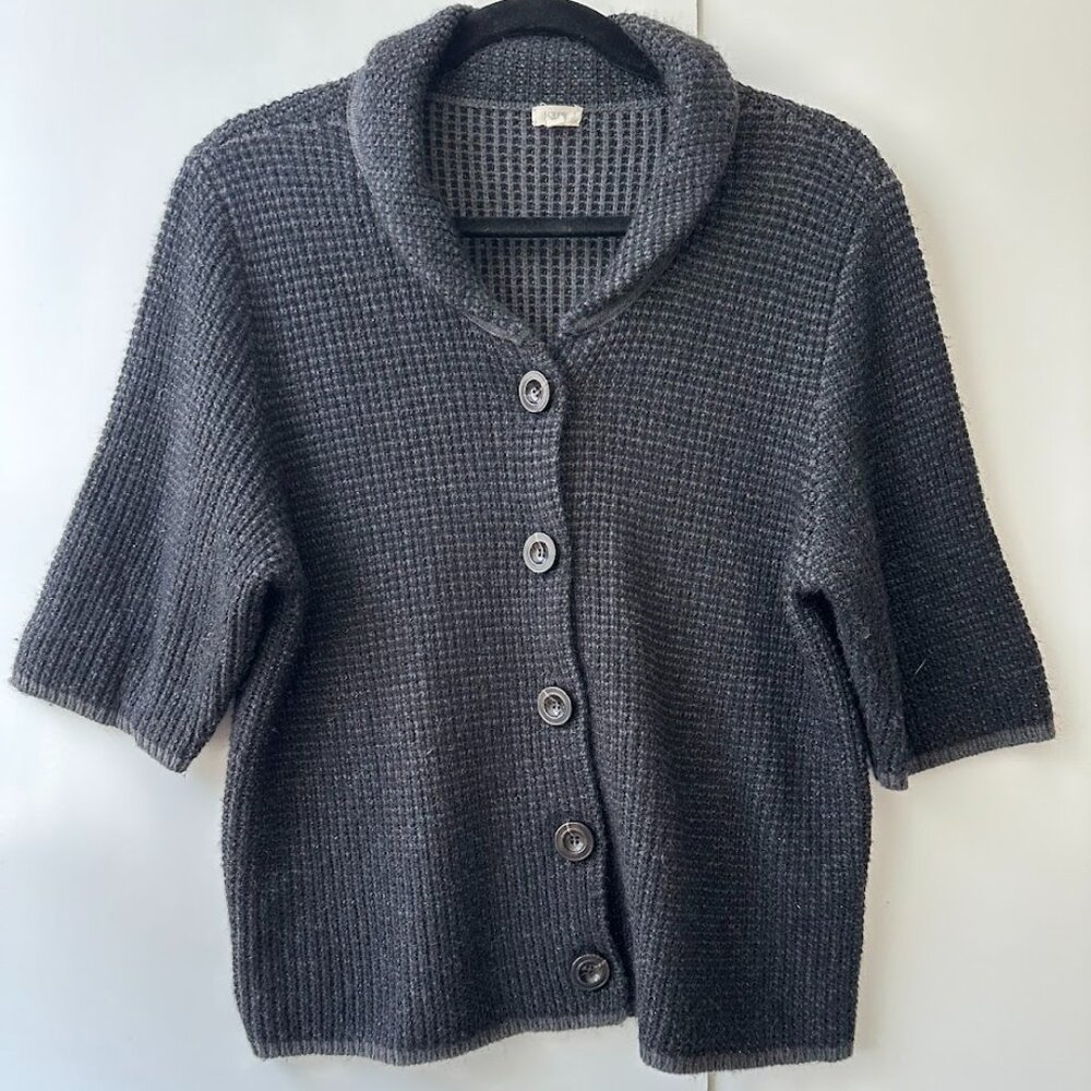 J.Crew Women Sparkly Wool & Cashmere Button Down Chunky Cropped Cardigan Sz XL